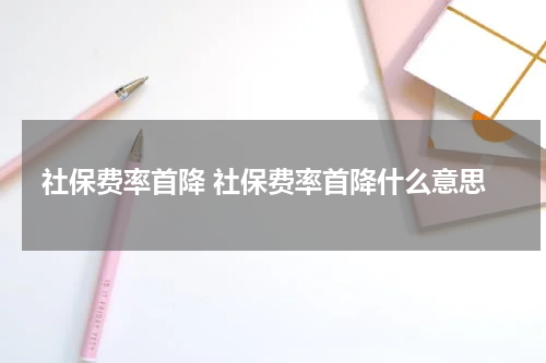 社保费率首降 社保费率首降什么意思