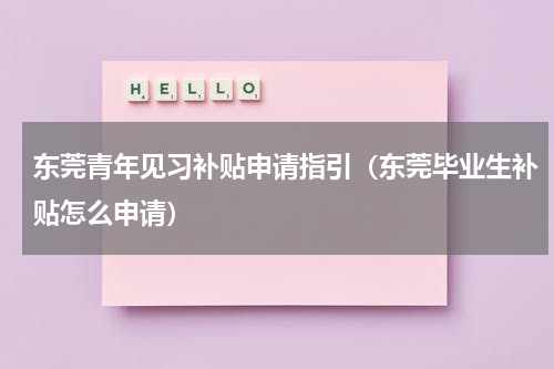 东莞青年见习补贴申请指引（东莞毕业生补贴怎么申请）